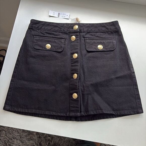 J Crew Button-front denim mini skirt Womens Size 4 Black‎ - Picture 2 of 9